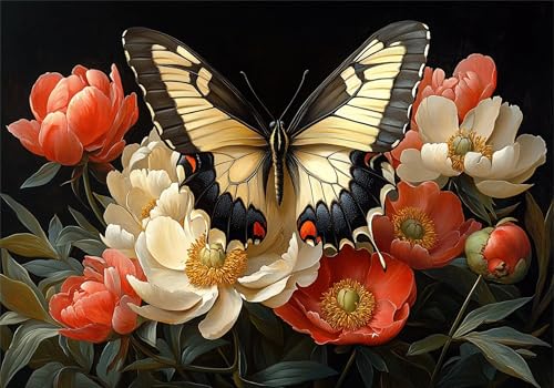 Puzzle 300 Teile Erwachsene Schmetterling 40x28cm,300pcs Klassische Puzzles Blume Anspruchsvoll Jigsaw Spielzeug Puzzlespiel Impossible Holzpuzzle Geeignet für alle Altersgruppen Geschenk P-733 von Dnnufagg