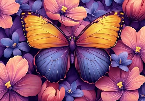 Puzzle 300 Teile Erwachsene Schmetterling 40x28cm,300pcs Klassische Puzzles Blume Anspruchsvoll Jigsaw Spielzeug Puzzlespiel Impossible Holzpuzzle Geeignet für alle Altersgruppen Geschenk P-769 von Dnnufagg