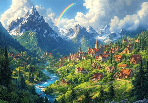 Regenbogen Puzzle 500 Teile Erwachsene Klassische Puzzles Landschaft Jigsaw Anspruchsvoll Impossible Schwer Pädagogisches Spielzeug Kinder Holzpuzzlem Puzzlespiel Geeignet für alle Altersgruppen P-304 von Dnnufagg