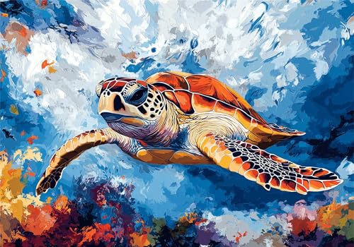 Schildkröte Puzzle 500 Teile Erwachsene Klassische Puzzles Farbe Jigsaw Anspruchsvoll Impossible Schwer Pädagogisches Spielzeug Kinder Holzpuzzlem Puzzlespiel Geeignet für alle Altersgruppen P-768 von Dnnufagg