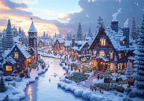 Schneeszene Puzzle 3000 Teile Erwachsene Klassische Puzzles Landschaft Jigsaw Anspruchsvoll Impossible Pädagogisches Spielzeug Kinder Holzpuzzlem Puzzlespiel Geeignet für alle Altersgruppen P-989 von Dnnufagg