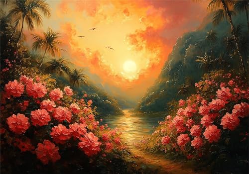 Sonnenuntergang Puzzle 3000 Teile Erwachsene Klassische Puzzles Blume Jigsaw Anspruchsvoll Impossible Pädagogisches Spielzeug Kinder Holzpuzzlem Puzzlespiel Geeignet für alle Altersgruppen P-541 von Dnnufagg