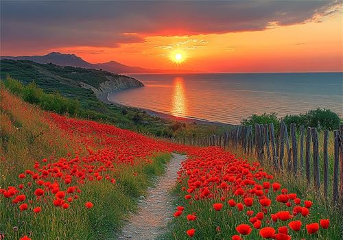Sonnenuntergang Puzzle 5000 Teile Erwachsene Klassische Puzzles Blume Jigsaw Anspruchsvoll Impossible Pädagogisches Spielzeug Kinder Holzpuzzlem Puzzlespiel Geeignet für alle Altersgruppen P-756 von Dnnufagg