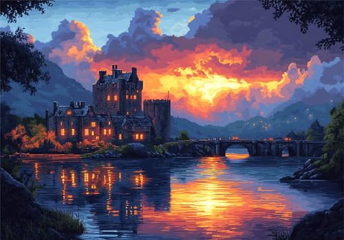 Sonnenuntergang Puzzle 5000 Teile Erwachsene Klassische Puzzles Kleine Brücke Jigsaw Anspruchsvoll Impossible Pädagogisches Spielzeug Kinder Holzpuzzlem Geeignet für alle Altersgruppen P-433 von Dnnufagg