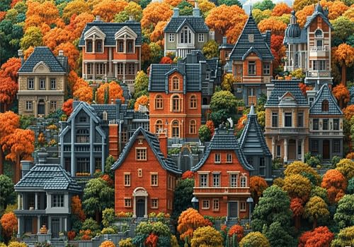 Stadt Puzzle 500 Teile Erwachsene Klassische Puzzles Kleine Stadt Jigsaw Anspruchsvoll Impossible Schwer Pädagogisches Spielzeug Kinder Holzpuzzlem Puzzlespiel Geeignet für alle Altersgruppen P-313 von Dnnufagg