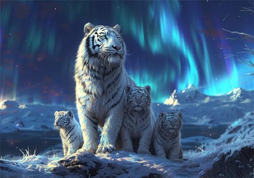 Tiger Puzzle 500 Teile Erwachsene Klassische Puzzles Nordlicht Jigsaw Anspruchsvoll Impossible Schwer Pädagogisches Spielzeug Kinder Holzpuzzlem Groß Puzzlespiel Geeignet für alle Altersgruppen P-523 von Dnnufagg