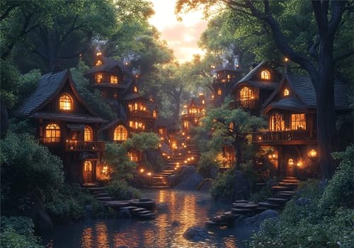 Wald Puzzle 5000 Teile Erwachsene Klassische Puzzles Häuser Jigsaw Anspruchsvoll Impossible Schwer Pädagogisches Spielzeug Kinder Holzpuzzlem Groß Puzzlespiel Geeignet für alle Altersgruppen P-16 von Dnnufagg