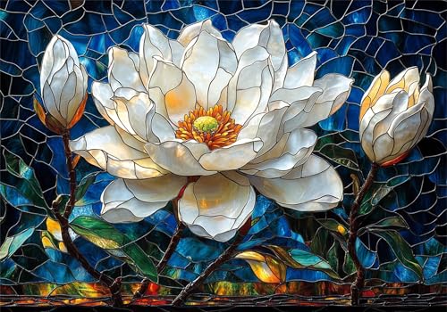Weiß Puzzle 1500 Teile Erwachsene Klassische Puzzles Blume Jigsaw Anspruchsvoll Impossible Schwer Pädagogisches Spielzeug Kinder Holzpuzzlem Groß Puzzlespiel Geeignet für alle Altersgruppen P-128 von Dnnufagg