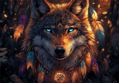 Wolf Puzzle 5000 Teile Erwachsene Klassische Puzzles Traumfänger Jigsaw Anspruchsvoll Impossible Schwer Pädagogisches Spielzeug Kinder Holzpuzzlem Puzzlespiel Geeignet für alle Altersgruppen P-70 von Dnnufagg