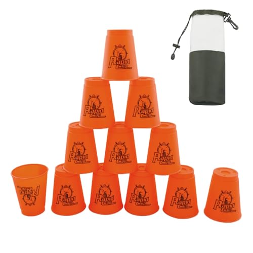 DoInFun Stapelbecher, 12 Stück, Schnellstapelbecher, Geschwindigkeitstrainingsspiel für Herausforderung, Wettbewerb, Reisen, Party, mittlere Größe für Kinder/Erwachsene, Orange DoInFun Stapelbecher, 12 Stück, Schnellstapelbecher, Geschwindigkeitstrainingsspiel für Herausforderung, Wettbewerb, Reisen, Party, mittlere Größe für Kinder/Erwachsene, Orange von DoInFun