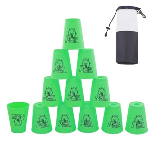 Stapelbecher, 12 Stück, schnell stapelbar, Speed-Training Spiel für Herausforderung, Wettbewerb, Reisen, Party, mittlere Größe für Kinder/Erwachsene, Grün Stapelbecher, 12 Stück, schnell stapelbar, Speed-Training Spiel für Herausforderung, Wettbewerb, Reisen, Party, mittlere Größe für Kinder/Erwachsene, Grün von DoInFun