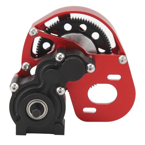 Doact 1/10 RC-Getriebe, RC-Getriebe aus Aluminiumlegierung, Vorgeschmiertes Sperrdifferential, Stahl 87T Stirnradgetriebe für SCX10 II (Rot) von Doact