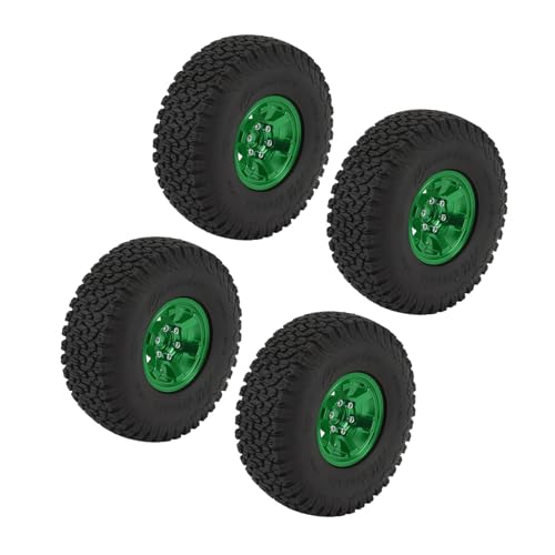 Doact 1,9-Zoll-RC-Reifen, 4 Stück Stoßdämpfende, Verschleißfeste, rutschfeste RC-Crawler-Reifen aus Aluminiumlegierung für SCX10 RBX10 1/10 Crawler (Green) von Doact