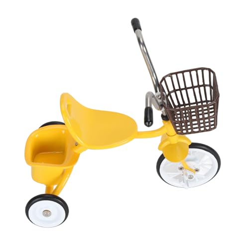 Doact Dreirädriges Fahrradmodell, Dekoratives, Lebensechtes, Zartes Miniatur-Sammel-Dreiradmodell, Ornament für Tischplatte für Café (Yellow) von Doact