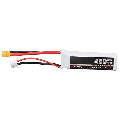 Doact FPV Racing Drohnenbatterie, Lithiumbatterie für RC-Flugzeuge, AWG-Silikondraht, Hochleistungszelle der Klasse A, 450 MAh, 75 C, XT30 Zum Austausch (2S) von Doact