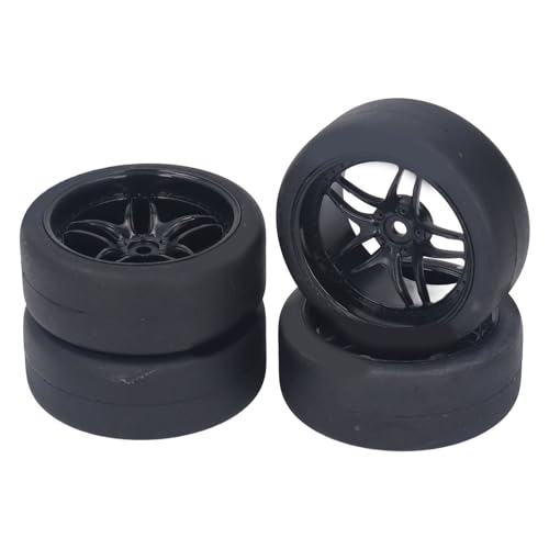 Doact RC-Reifen, Einfach zu Verwendende Gummi-RC-Radreifen 12 Mm, 4 Stück, Starke Pufferung, Langlebig, Stabil für TT01 TT02 XV01 94122 1/10 RC-Autos (Black) von Doact
