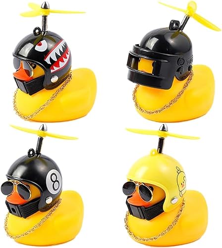 4 Stück Gummiente Auto Ornamente, Auto Rubber Duck mit Propellerhelm, Coole Ente mit Sonnenbrille und Goldketten, Für Auto Motorrad Fahrrad, Wohnzimmer Dekoration 4 Stück Gummiente Auto Ornamente, Auto Rubber Duck mit Propellerhelm, Coole Ente mit Sonnenbrille und Goldketten, Für Auto Motorrad Fahrrad, Wohnzimmer Dekoration von Docache