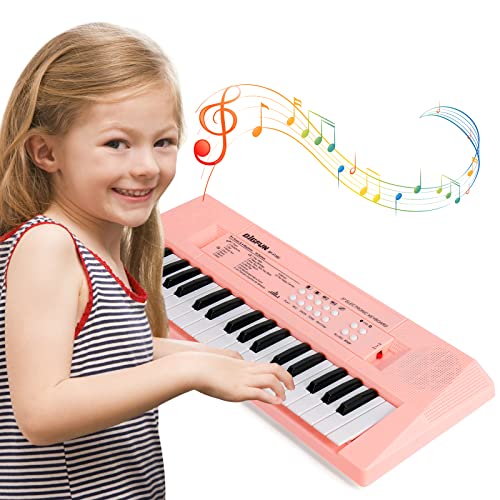 Docam Klavier Keyboard Kinder, 37 Tasten Klavier für Kinder Musikklavier mit Mikrofon Tragbare Elektronische Multifunktions pädagogische Schenk Spielzeuge für 3 4 5 6 Jährige Mädchen Jungen (Rosa) von Docam