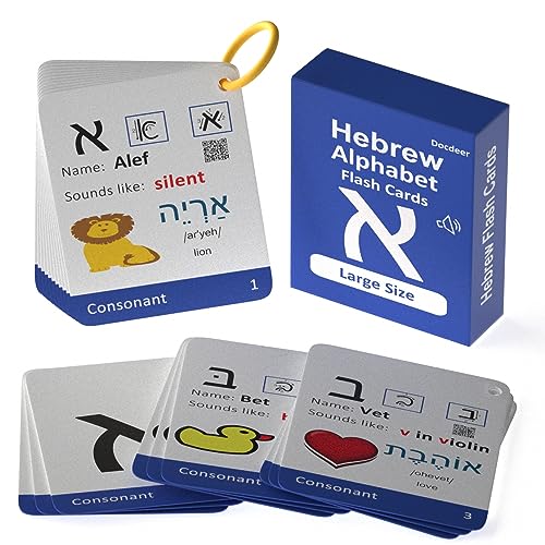 Lernkarten mit hebräischem biblischem Alphabet, Silbenlabar, Alef Bet Brief, pädagogische jüdische Sprache, Lernkarten von Docdeer