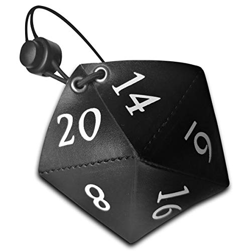 D20 Bag | Rollenspiel-Würfelförmige Tasche für RPG würfel | POLYSKIN Leder mit Schnur und Verschluss (Schwarz) von Doctor Frikistein