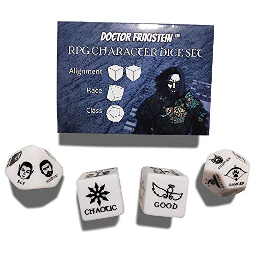 RPG Character dice Set | 4 x 25mm Würfel zur Charaktererstellung | KOMPATIBEL mit D&D, Pathfinder und Fantasy-Rollenspielen von Doctor Frikistein