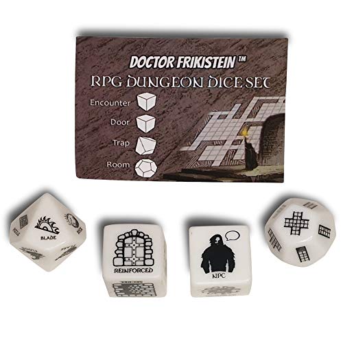 RPG Dungeon Dice Set | 4 Würfel von 25 mm zum Erstellen von Dungeons | KOMPATIBEL mit D&D, Pathfinder und Fantasy Rollenspiele RPG Dungeon Dice Set | 4 Würfel von 25 mm zum Erstellen von Dungeons | KOMPATIBEL mit D&D, Pathfinder und Fantasy Rollenspiele von Doctor Frikistein