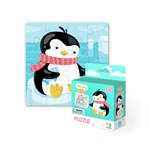 Dodo D300122 Educational 2 in 1 Colouring Penguin Puzzle 16 Pieces, Various von Dodo