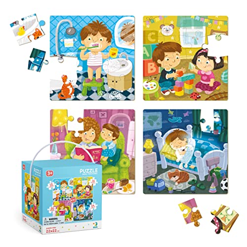 Dodo D300130 Educational 4 in 1 Daily Routines Puzzle 72 Pieces, Various von Dodo