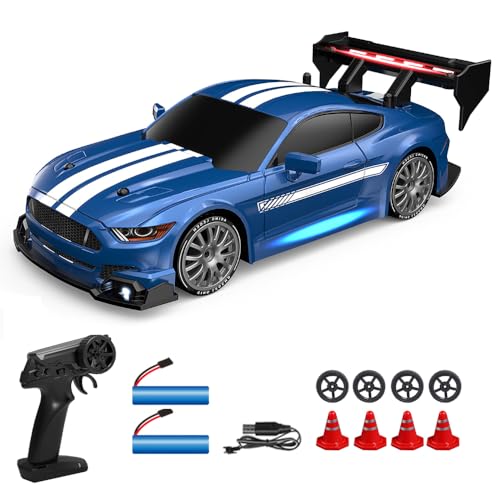 Dodoore Ferngesteuertes Auto 30+km/h 1/24 RC-Drift-Auto 4WD Hohe Geschwindigkeit Rennauto 50+Min. Spielzeit Coole LED-Leuchten Auswechselbare Reifen Wiederaufladbar Kindergeschenk 2 Batterien Blau Dodoore Ferngesteuertes Auto 30+km/h 1/24 RC-Drift-Auto 4WD Hohe Geschwindigkeit Rennauto 50+Min. Spielzeit Coole LED-Leuchten Auswechselbare Reifen Wiederaufladbar Kindergeschenk 2 Batterien Blau von Dodoore