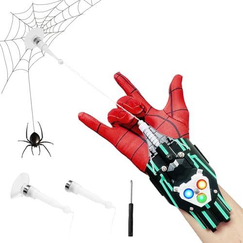 Spider Launcher Handschuh,Web Launcher String Shooters Toy, Automatische Aufnahme, Spiderman Netzwerfer, die Tatsächlich Schießen, Superhelden-Rollenspiel, Web Shooter Tolles Geschenk für Männer von DoeDoefong
