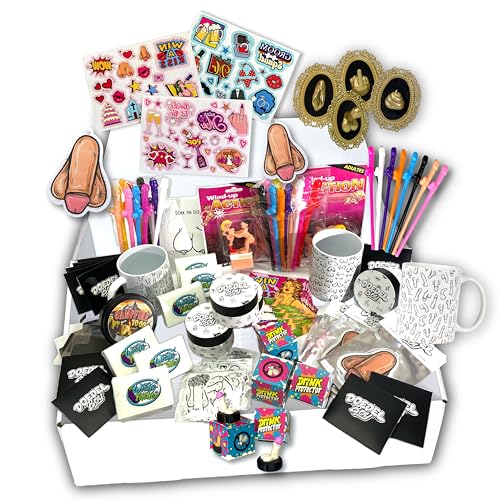 Bauchladen JGA, Fertig befüllt inkl. Sticker-Set und Zubehör, Jungessellinnenabschied, Stabiler Bauchladen, Weiss zum selber gestalten, Lustige Produkte, Super Verkaufsgarantie (Größe XXL) von Doedelboy