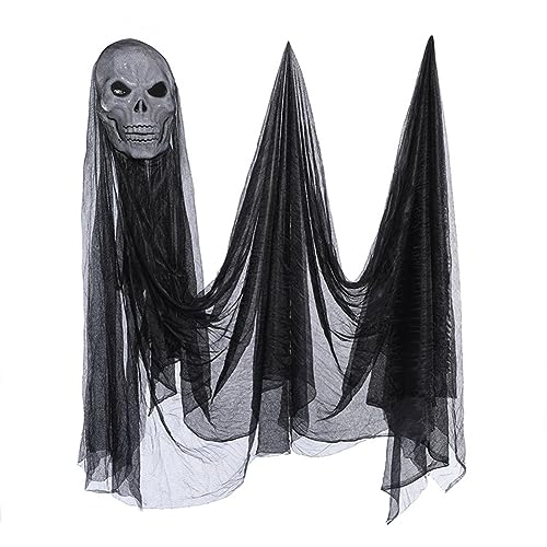 Doengdfo 1 Stück Halloween-Hänge-Skelett-Geister-Dekorationen für Outdoor-/Indoor-Party-Bar, Gruselige Requisiten, Kunststoff, Schwarz von Doengdfo