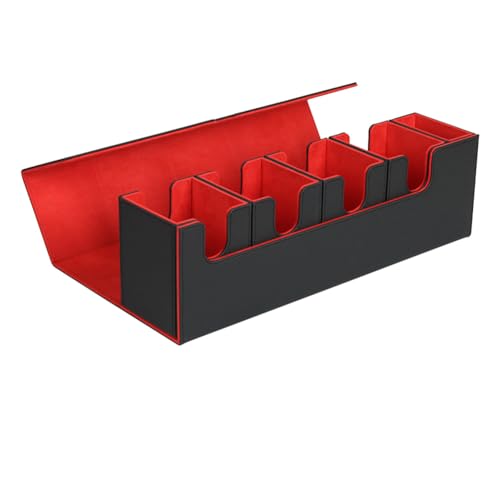 Doengdfo Kartendeck-Box, 5-In-1-Kartenaufbewahrungshülle, Kartenorganisator, Magnetische Kartenaufbewahrungsbox, Langlebig (Schwarz und Rot) von Doengdfo