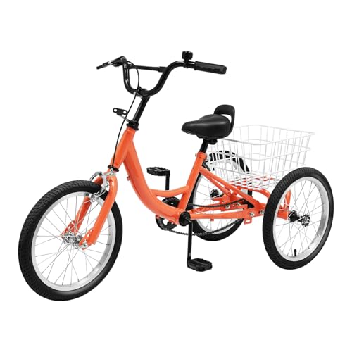16" Kinderdreirad Verstellbarer Sitz Clipbremse vorne 50 kg Tragkraft großer Korb Hellorange straßentauglich für Kinder von 7-10 Jahren 16" Kinderdreirad Verstellbarer Sitz Clipbremse vorne 50 kg Tragkraft großer Korb Hellorange straßentauglich für Kinder von 7-10 Jahren von Dofanqing