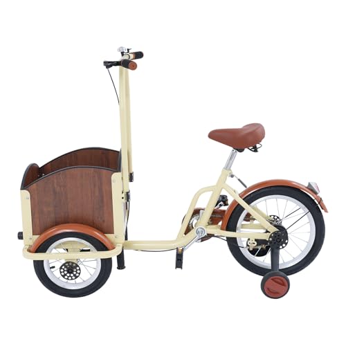 Kinderfahrrad Dreirad ab 3 Dreirad Kinderkraft Kindergarten Vorderrad 12 Zoll Hinterrad 16 Zoll mit Korb, geeignet für Einkauf und Picknick von Dofanqing