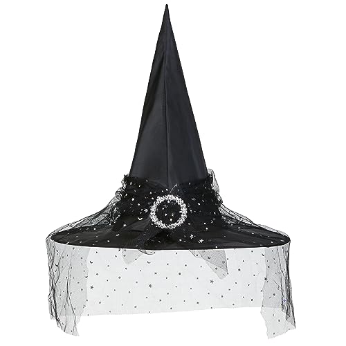 Doitory Halloween Hexenhut, Hexenhüte für Frauen Kostüm Zubehör, Halloween Party Erwachsene Cosplay Schleier Zauberer Hut, Schwarz, Einheitsgröße Doitory Halloween Hexenhut, Hexenhüte für Frauen Kostüm Zubehör, Halloween Party Erwachsene Cosplay Schleier Zauberer Hut, Schwarz, Einheitsgröße von Doitory