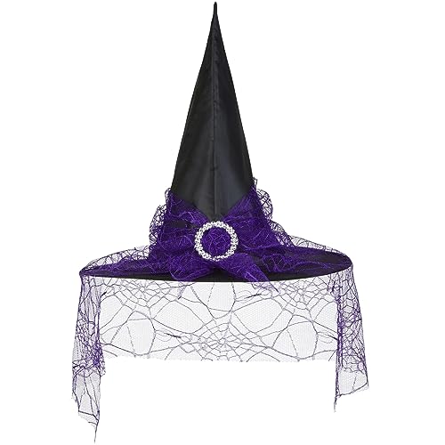 Doitory Halloween Hexenhut, Hexenhüte für Frauen Kostüm Zubehör, Halloween Party Erwachsene Cosplay Schleier Zauberer Hut, Violett, Einheitsgröße Doitory Halloween Hexenhut, Hexenhüte für Frauen Kostüm Zubehör, Halloween Party Erwachsene Cosplay Schleier Zauberer Hut, Violett, Einheitsgröße von Doitory