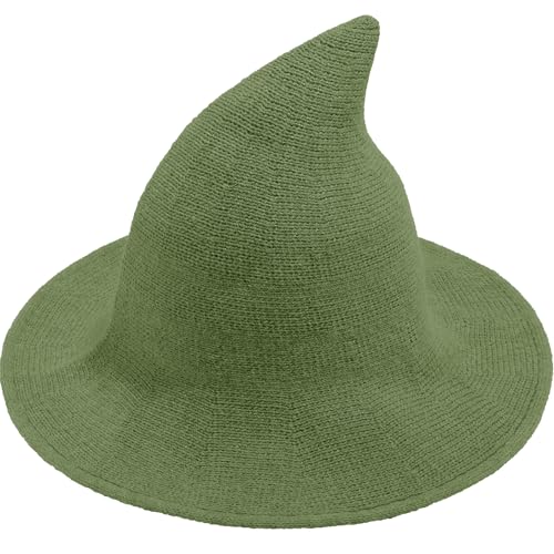 Doitory Halloween-Hexenhut für Damen, breite Krempe, faltbar, Halloween-Party, gestrickte Wollhüte für Cosplay, Hexenkostüm, Grün , Einheitsgröße Doitory Halloween-Hexenhut für Damen, breite Krempe, faltbar, Halloween-Party, gestrickte Wollhüte für Cosplay, Hexenkostüm, Grün , Einheitsgröße von Doitory