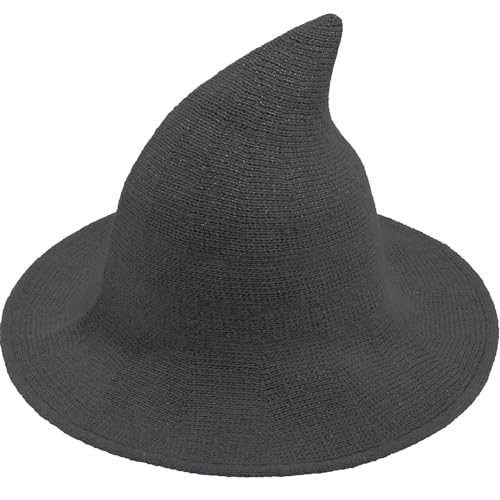Doitory Halloween-Hexenhut für Damen, breite Krempe, faltbar, Halloween-Party, gestrickte Wollhüte für Cosplay, Hexenkostüm-Zubehör Doitory Halloween-Hexenhut für Damen, breite Krempe, faltbar, Halloween-Party, gestrickte Wollhüte für Cosplay, Hexenkostüm-Zubehör von Doitory