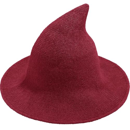 Doitory Halloween-Hexenhut für Damen, breite Krempe, faltbar, Halloween-Party, gestrickte Wollhüte für Cosplay, Hexenkostüm-Zubehör Doitory Halloween-Hexenhut für Damen, breite Krempe, faltbar, Halloween-Party, gestrickte Wollhüte für Cosplay, Hexenkostüm-Zubehör von Doitory