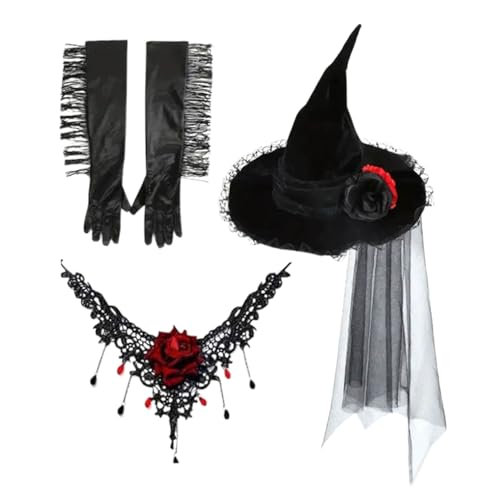 Doiyislem Hexenhut, Spitze Halloween Kopfschmuck, Damen Kostüm Für Bühnenaufführung Deko Haus Cosplay Outfit Halloween Erwachsene Maskerade Doiyislem Hexenhut, Spitze Halloween Kopfschmuck, Damen Kostüm Für Bühnenaufführung Deko Haus Cosplay Outfit Halloween Erwachsene Maskerade von Doiyislem