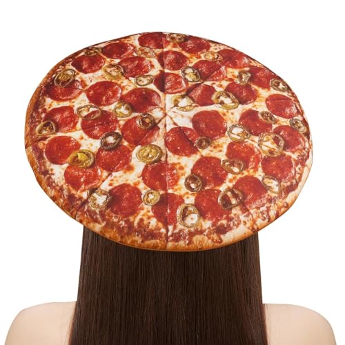 Doiyislem Pizzahüte für Kinder,Pizzahüte für Erwachsene | Weiche Pizza-Kostümmütze,Lustige Pizza-Partydekorationen, bequemes Partyspielzeug, verrückter Hut für Halloween-Kostüme von Doiyislem