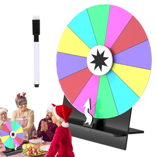 Doiyislem Preisrad Drehscheibe Mit Ständer | 30 cm Drehscheibe | 12 Felder Roulette Mit Whiteboard Marker Für Veranstaltungen Messen Events von Doiyislem