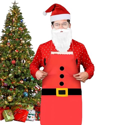 Doiyislem Santa Kostüm | Weihnachtsmann Hut Schürze Set | Damen Weihnachtskostüm Komplettset mit Hut Schürze Bart Brille | Verkleidung für Weihnachtsfest Rollenspiel Party Kostüm von Doiyislem