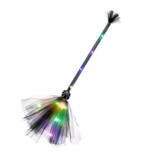 Halloween Hexenbesen Mit LED-Licht - 65 cm Hexenbesen Für Kinder, Kleinkinder, Leuchtender Hexenbesens, Halloween Besens Requisiten, Cosplay-Requisiten, Kostümzubehör, Kinder Kostüm Dekoration von Doiyislem