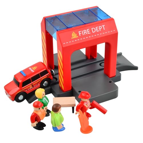 Dokeno Feuerwehrstation, Feuerwehr-Löschzug, Feuerwache mit Feuerwehr-Einsatzfahrzeug und Feuerwehrmann, Spielzeug Feuerwehr, Feuerwehr Zubehör für Kleinkind ab 3 Jahren, für Holzeisenbahnschienen Dokeno Feuerwehrstation, Feuerwehr-Löschzug, Feuerwache mit Feuerwehr-Einsatzfahrzeug und Feuerwehrmann, Spielzeug Feuerwehr, Feuerwehr Zubehör für Kleinkind ab 3 Jahren, für Holzeisenbahnschienen von Dokeno