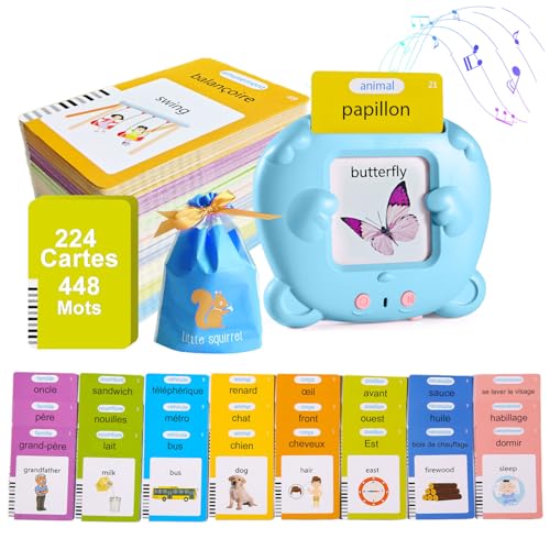 Dokkita 448 Französisch sprechende Flash-Karten für Kinder, Lernkarten für Kinder von 2 bis 6 Jahren, Baby-Wort-Lernkarte, Motami Französisch Mit 3 Sprachmodi-Französisch/Englisch/Zweisprachig-Blau Dokkita 448 Französisch sprechende Flash-Karten für Kinder, Lernkarten für Kinder von 2 bis 6 Jahren, Baby-Wort-Lernkarte, Motami Französisch Mit 3 Sprachmodi-Französisch/Englisch/Zweisprachig-Blau von Dokkita