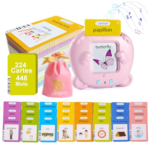 448 Französisch sprechende Flash-Karten für Kinder, Lernkarten für Kinder von 2 bis 6 Jahren, Baby-Wort-Lernkarte, Motami Französisch Mit 3 Sprachmodi-Französisch/Englisch/Zweisprachig-Rosa 448 Französisch sprechende Flash-Karten für Kinder, Lernkarten für Kinder von 2 bis 6 Jahren, Baby-Wort-Lernkarte, Motami Französisch Mit 3 Sprachmodi-Französisch/Englisch/Zweisprachig-Rosa von Dokkita