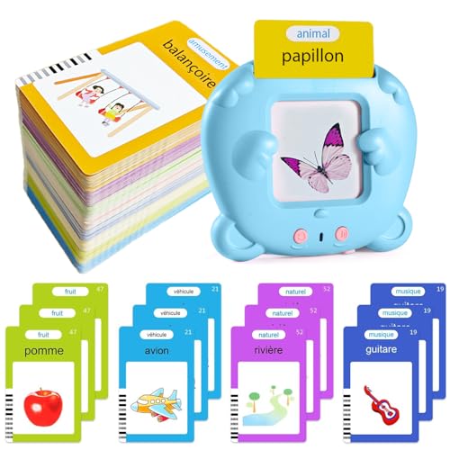 Dokkita 510 Sprechende Lernkarten Französisch Für Kinder, Sprechende Flash Karten Französisch, Lernkarten Für Kinder Von 2 Bis 6 Jahren, Motami Französisch -Blau von Dokkita