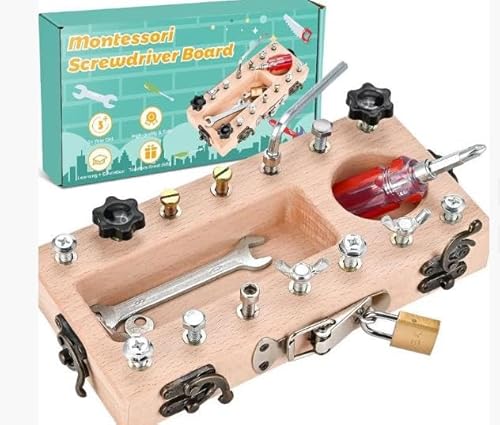 Montessori Spielzeug Ab 3 4 5 Jahre, Montessori Schraubendreher Board Set, Busy Board Holzspielzeug Ab 2 3 4 5 Jahre, Motorikspielzeug, Lernspielzeug, Geschenk für Mädchen Jungen Montessori Spielzeug Ab 3 4 5 Jahre, Montessori Schraubendreher Board Set, Busy Board Holzspielzeug Ab 2 3 4 5 Jahre, Motorikspielzeug, Lernspielzeug, Geschenk für Mädchen Jungen von Doksvp